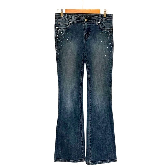 Refuge Premium Blue Embellished Flare Stretch Jeans Style USP152 - Picture 1 of 4